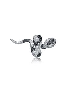 Megan Walford Sterling Silver Black and Clear Cubic Zirconia Snake Pin