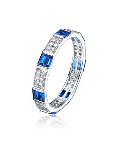 Megan Walford Sterling Silver Blue and Clear Cubic Zirconia Band Ring