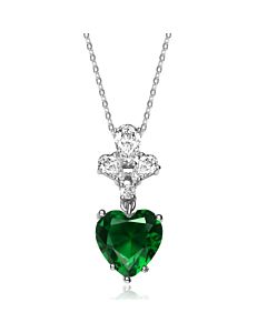 Megan Walford Sterling Silver Clear and Green Cubic Zirconia Heart Necklace