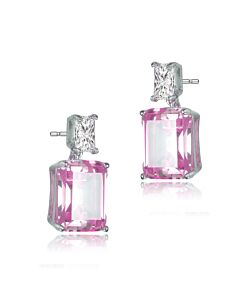 Megan Walford Sterling Silver Clear and Pink Cubic Zirconia Drop Earrings
