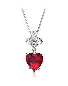 Megan Walford Sterling Silver Clear and Red Cubic Zirconia Heart Necklace
