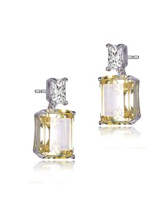 Megan Walford Sterling Silver Clear and Yellow Cubic Zirconia Drop Earrings