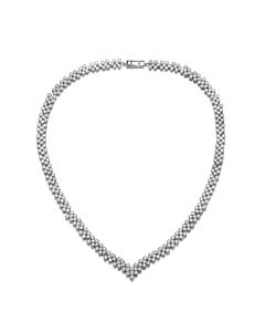 Megan Walford Sterling Silver Clear Cubic Zirconia Three-Row Necklace