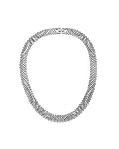 Megan Walford Sterling Silver Clear Round Cubic Zirconia Linear Pave Necklace