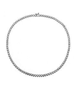 Megan Walford Sterling Silver Clear Round Cubic Zirconia Tennis Necklace