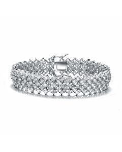 Megan Walford Sterling Silver Cubic Zirconia Bracelet With Rows of Stones