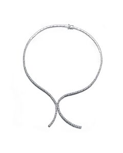 Megan Walford Sterling Silver Cubic Zirconia Double Tennis Necklace