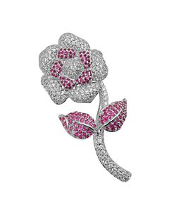 Megan Walford Sterling Silver Cubic Zirconia Flower with Stem Pin