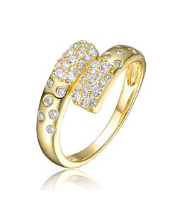 Megan Walford Sterling Silver Gold Plated Clear Cubic Zirconia Bypass Ring