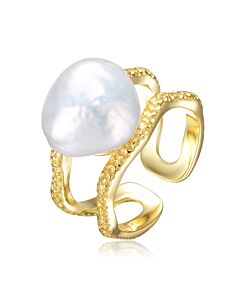 Megan Walford Sterling Silver Gold Plated with Genuine Freshwater Pearl Contemporary Ring