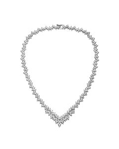 Megan Walford Sterling Silver Marquise Cubic Zirconia Cluster Necklace