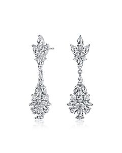 Megan Walford Sterling Silver Marquise with Pear and Round Cubic Zirconia Cluster Drop Earrings