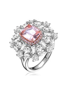 Megan Walford Sterling Silver Morganite and Clear Cubic Zirconias Ring