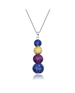 Megan Walford Sterling Silver Multi Cubic Zirconia Stacked Necklace
