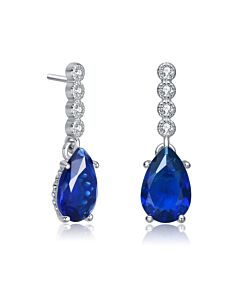 Megan Walford Sterling Silver Pear and Round Cubic Zirconia Drop Earrings