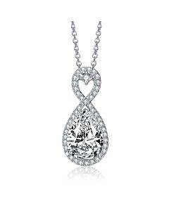 Megan Walford Sterling Silver Pear and Round Cubic Zirconia Halo Infinity Necklace