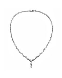 Megan Walford Sterling Silver Princess Cubic Zirconia ZigZag Style Necklace