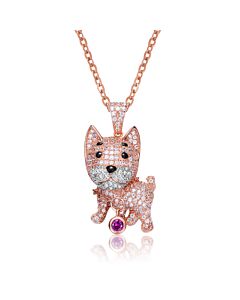 Megan Walford Sterling Silver Rhodium and 18K Gold Plated Enamel and Cubic Zirconia Cat Pendant