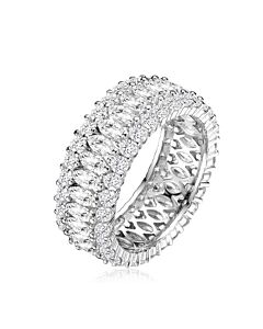 Megan Walford Sterling Silver Round and Marquise Cubic Zirconia Eternity Ring