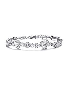 Megan Walford Sterling Silver Round and Pear Cubic Zirconia Accent Bracelet