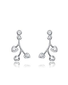 Megan Walford Sterling Silver Round Clear Cubic Zirconia Accent Drop Earrings