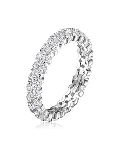 Megan Walford Sterling Silver Round Cubic Zirconia Curved Eternity Ring