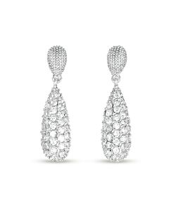 Megan Walford Sterling Silver Round Cubic Zirconia Two-Tier Earrings