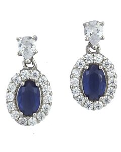 Megan Walford Sterling Silver Sapphire Blue and Clear Cubic Zirconia Earrings