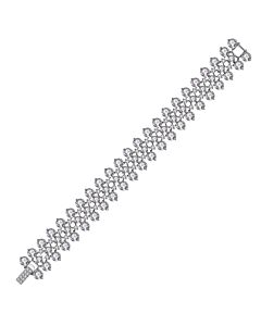Megan Walford Sterling Silver White Gold Plated Clear Cubic Zirconia Modern Tennis Bracelet