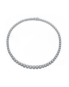 Megan Walford Sterling Silver White Gold Plated with Clear Round Cubic Zirconia Tennis Necklace