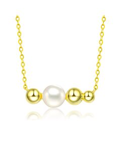 Megan Walford Sterling Silver with Gold Plated and 6MM Fresh Water Pearl Necklace
