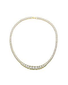 Megan Walford Sterling Silver with Gold Plated and Clear Cubic Zirconia Tennis Necklace