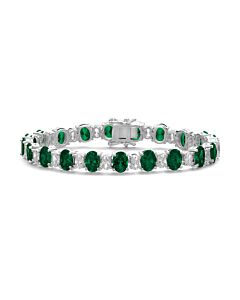 Megan Walford Sterling Silver with Oval Cubic Zirconia Tennis Bracelet