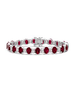 Megan Walford Sterling Silver with Oval Cubic Zirconia Tennis Bracelet