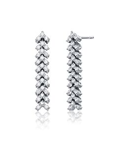 Megan Walford Sterling Silver With Rhodium Plated Triangle Shaped Cubic Zirconia Linear Drop Earrings