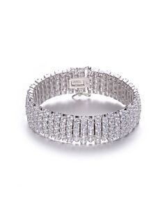 Megan Walford Sterling Silver with White Gold Plated and Clear Cubic Zirconia 5 Row Tennis Bracelet