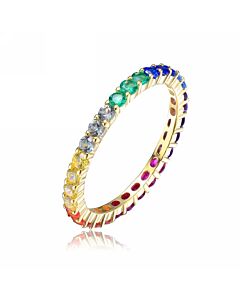 Megan Walford Stylish Gold Over Multi-Color Cubic Zirconia Eternity Ring