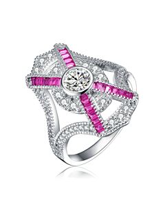 Megan Walford Stylish Sterling Silver Princess Pink Cubic Zirconia Cubic Zirconia Cocktail Ring