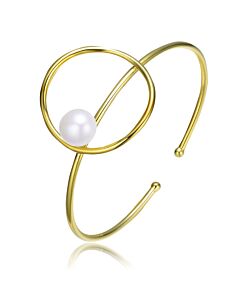 Megan Walford Very Elegant Sterling Silver with Gold Plating and Genuine Freshwater Pearl Cuff Bracelet
