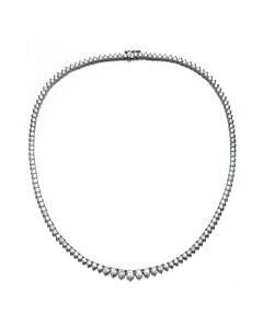 Megan Walford White Gold Plated with Diamond Cubic Zirconia Graduated Tennis Chain Necklace
