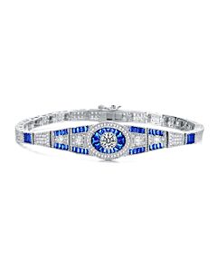Megan Walford White Gold Plated with Sapphire Cubic Zirconias Bracelet