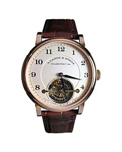 Men's 1815 Tourbillon Alligator Leather Silver Dial Watch