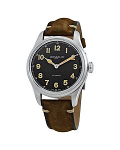 Men's 1858 Collection Leather Black Dial Watch