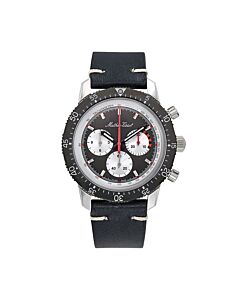 Men's 1970 Chronograph Leather Black Dial Watch