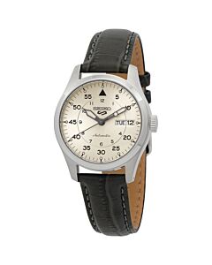 Men's 5 Sports Leather Champagne Dial Watch