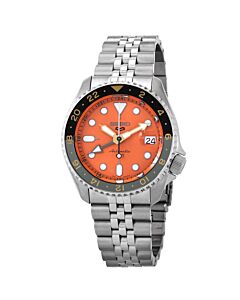Men's 5 Sports Stainless Steel Orange Dial Watch