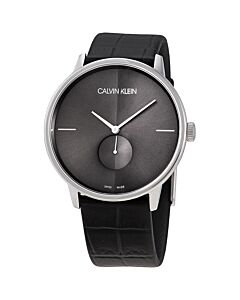 Men's Accent Leather Black Dial Watch