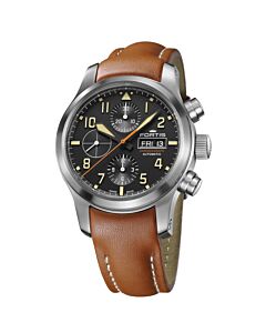 Men's Aeromaster Chronograph Leather Black Dial Watch