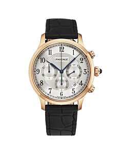 Men's Agathon Chronograph Leather Silver-tone Dial Watch