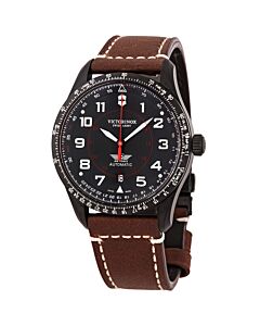 Men's Airboss Leather Black Dial Watch